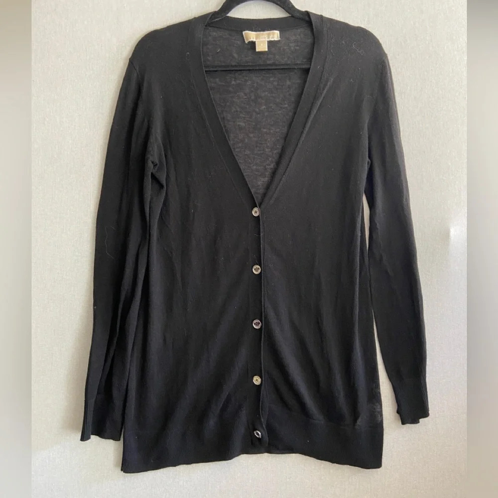 Michael Kors Lightweight Cotton Knit Button Front V-Neck Cardigan Sz S